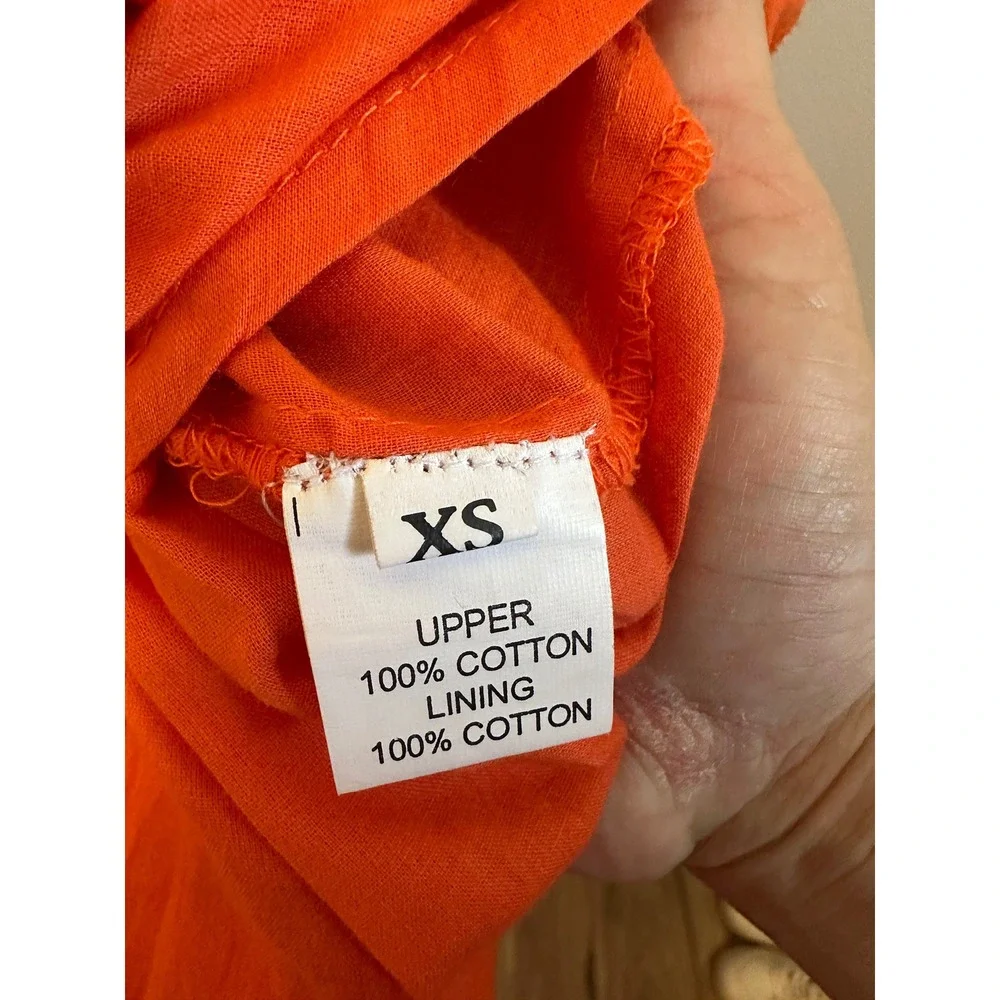 Dynasty George Clementine Maxi Cotton Smocked Dress in Orange | Size XS